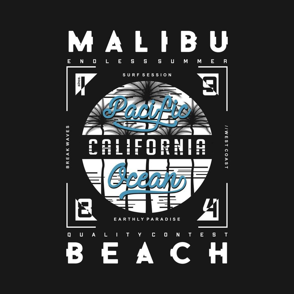 malibu beach abstract graphic, typography vector, t shirt design illustration, good for ready print, and other use vector