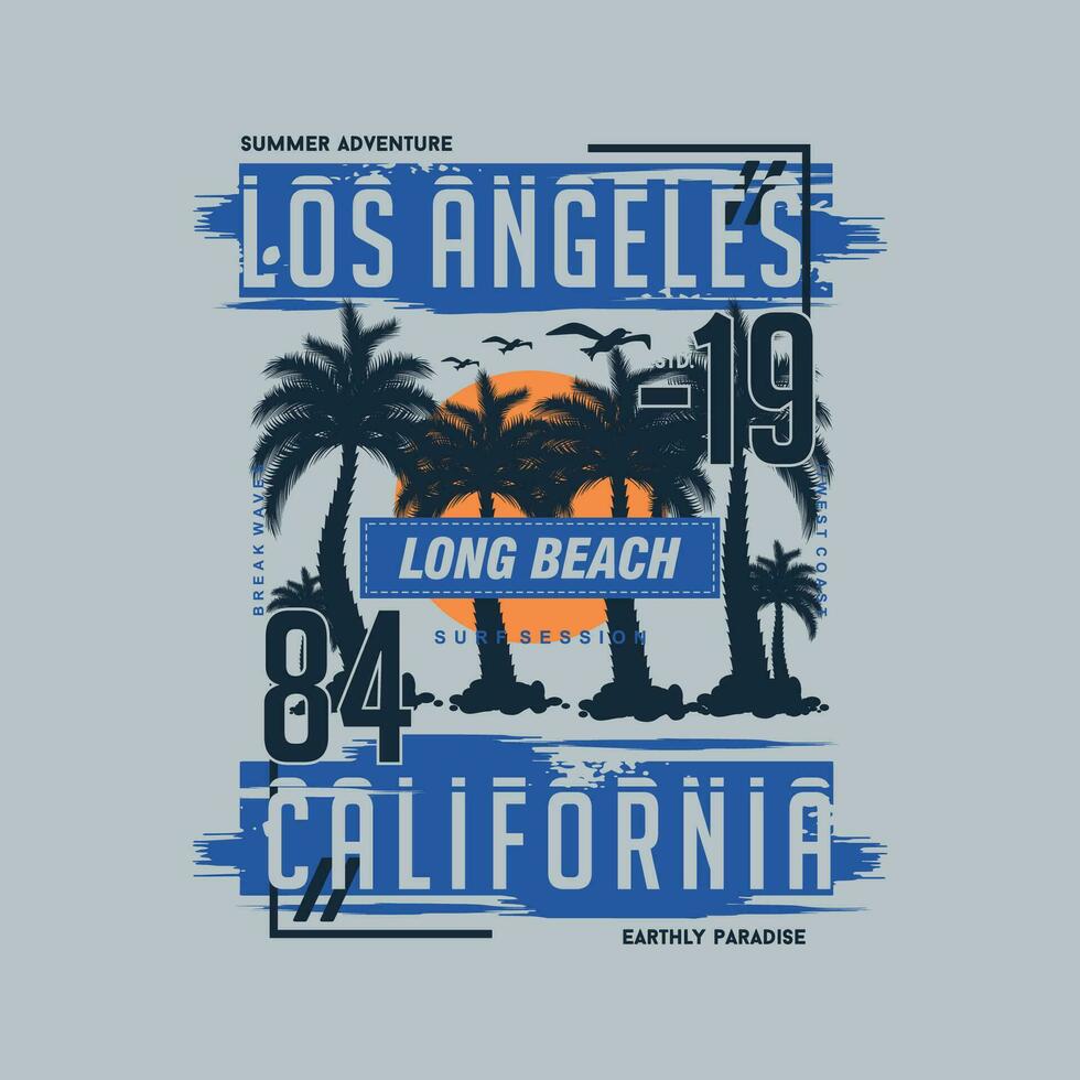 largo playa California resumen gráfico, tipografía vector, t camisa diseño ilustración, bueno para Listo imprimir, y otro utilizar vector