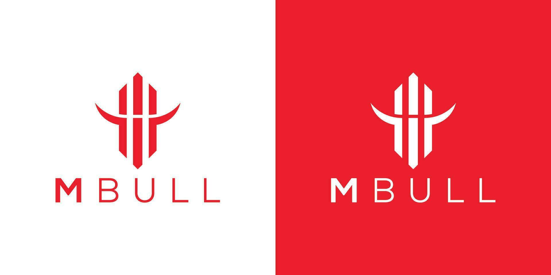 Trendy and Professional letter M bull head logo design vector template