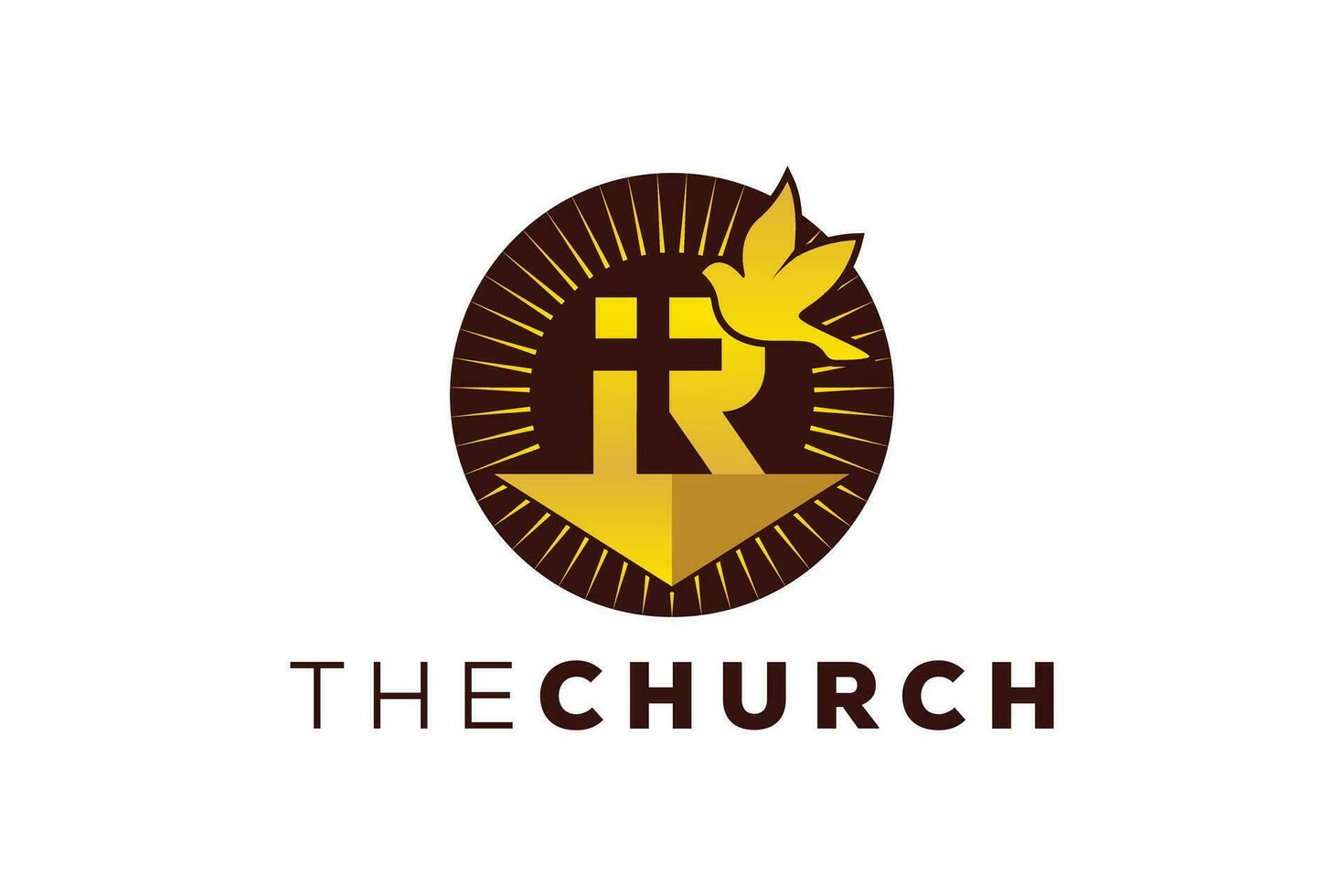 Trendy and Professional letter R church sign Christian and peaceful vector logo