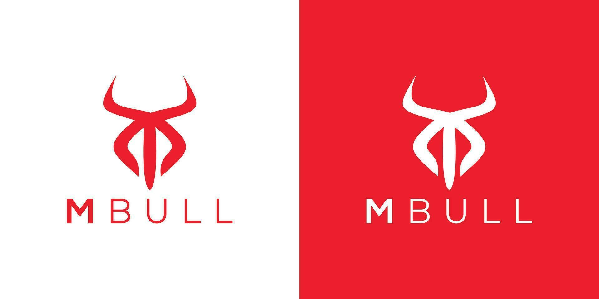 Trendy and Professional letter M bull head logo design vector template