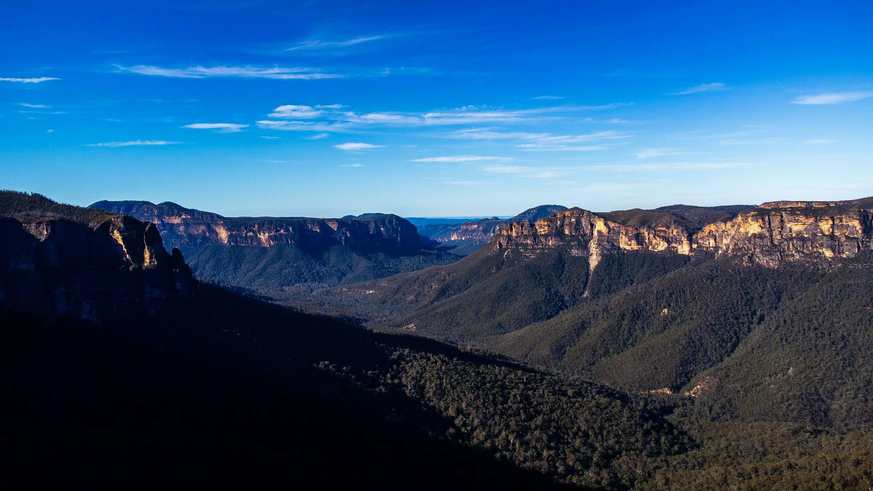 Aerial photo of Govetts Leap Blue Mountains NSW Australia