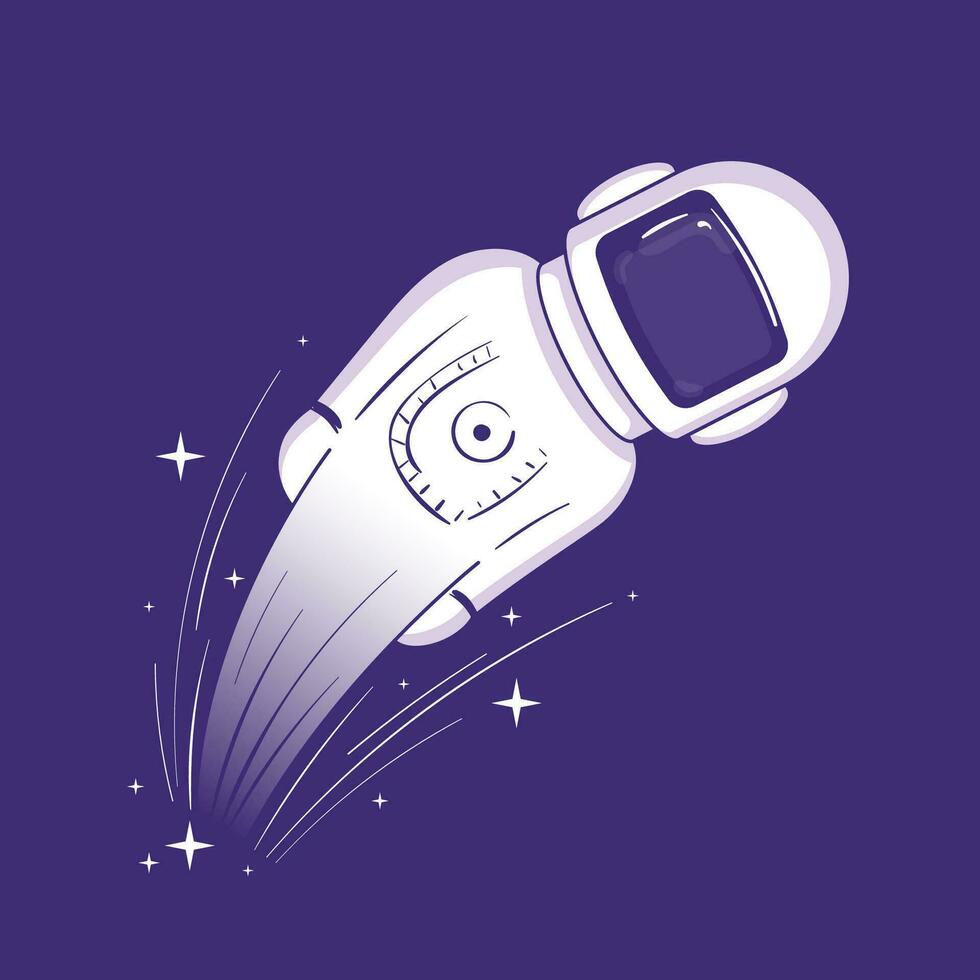 linda astronauta dibujos animados personaje con un volador efecto vector