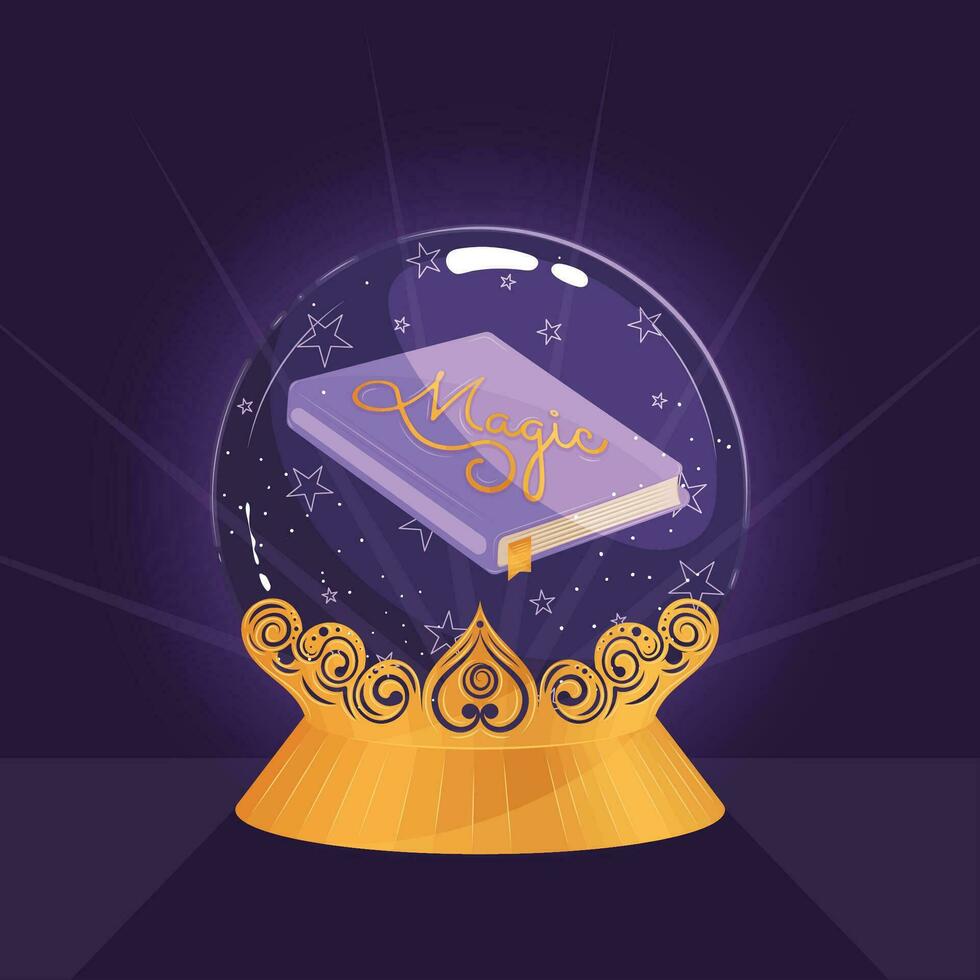 Isolated colored crystal ball with a book Vector