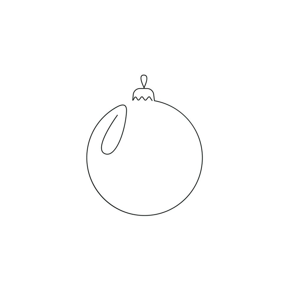 Christmas ball drawn in one continuous line. One line drawing, minimalism. Vector illustration.