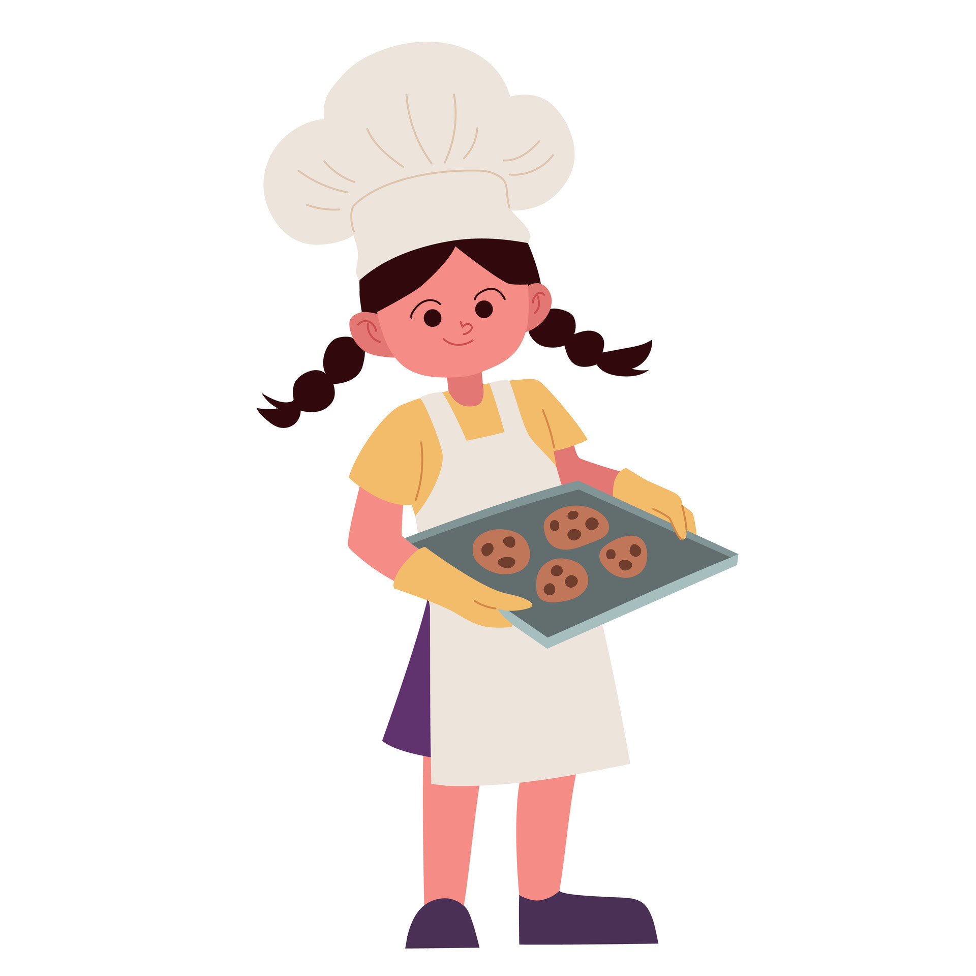 Little girl baking cookies vector 26580555 Vector Art at Vecteezy