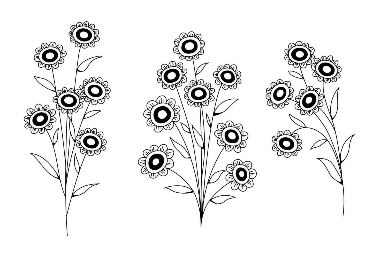 Flower art outline drawing vector