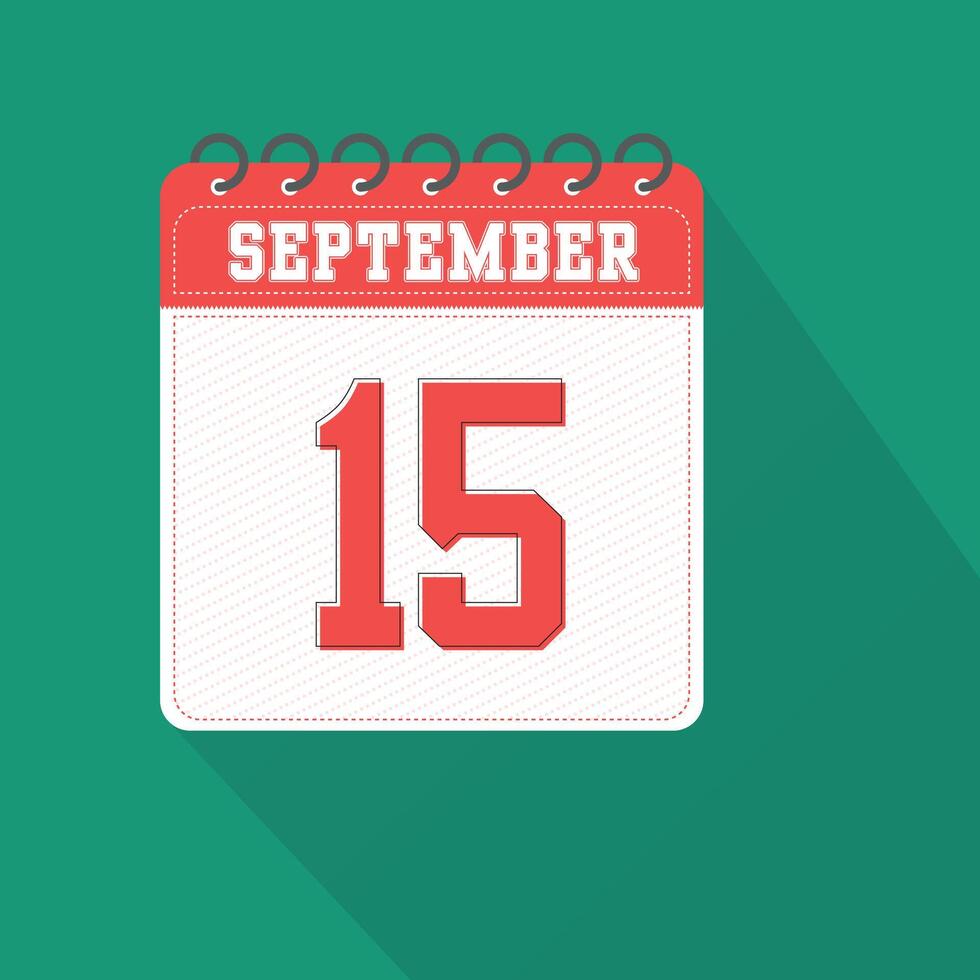 September 15 Calendar Daily Icon, Date, Month 26580745 Vector Art at