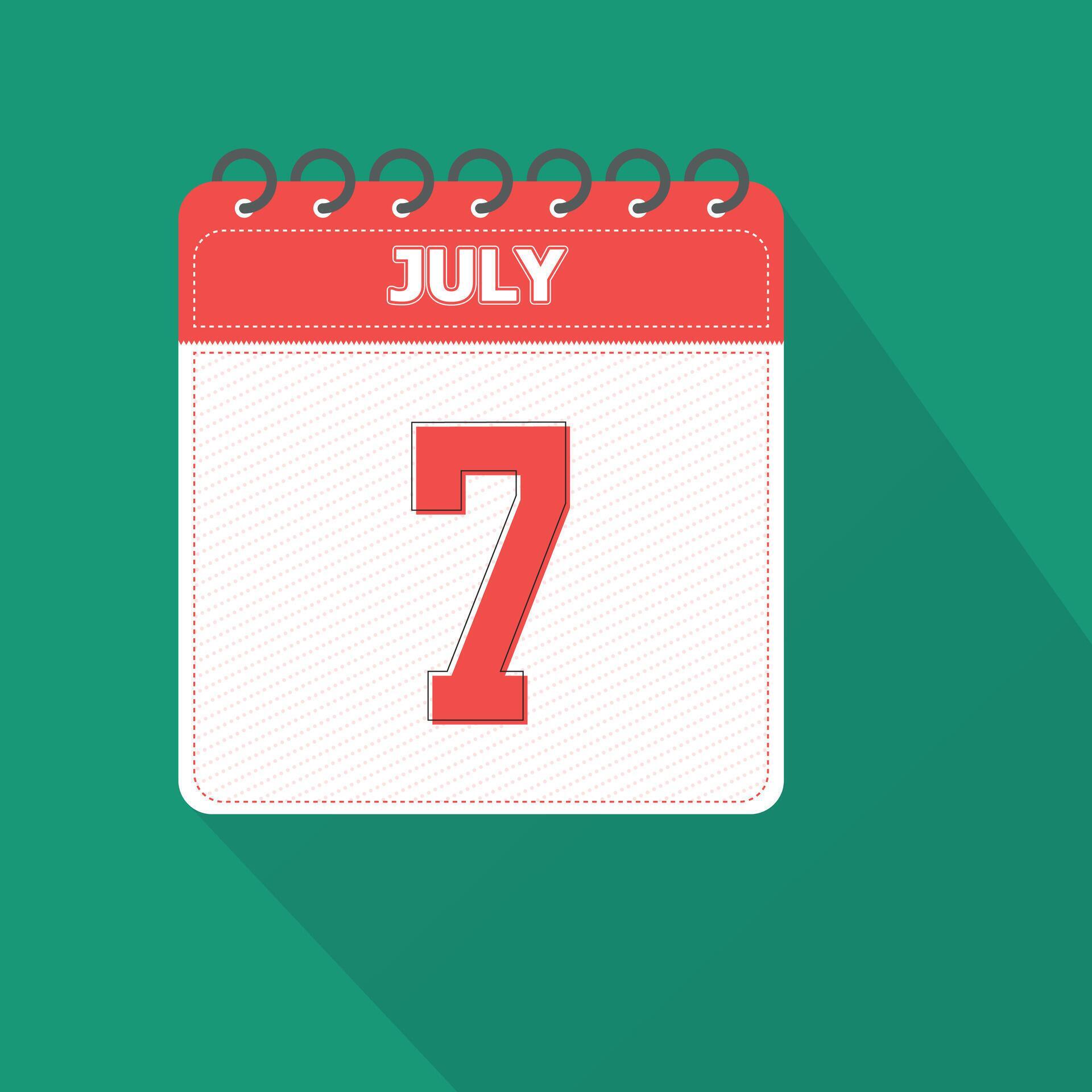 July 7 Calendar Daily Icon, Date, Month 26580796 Vector Art at Vecteezy