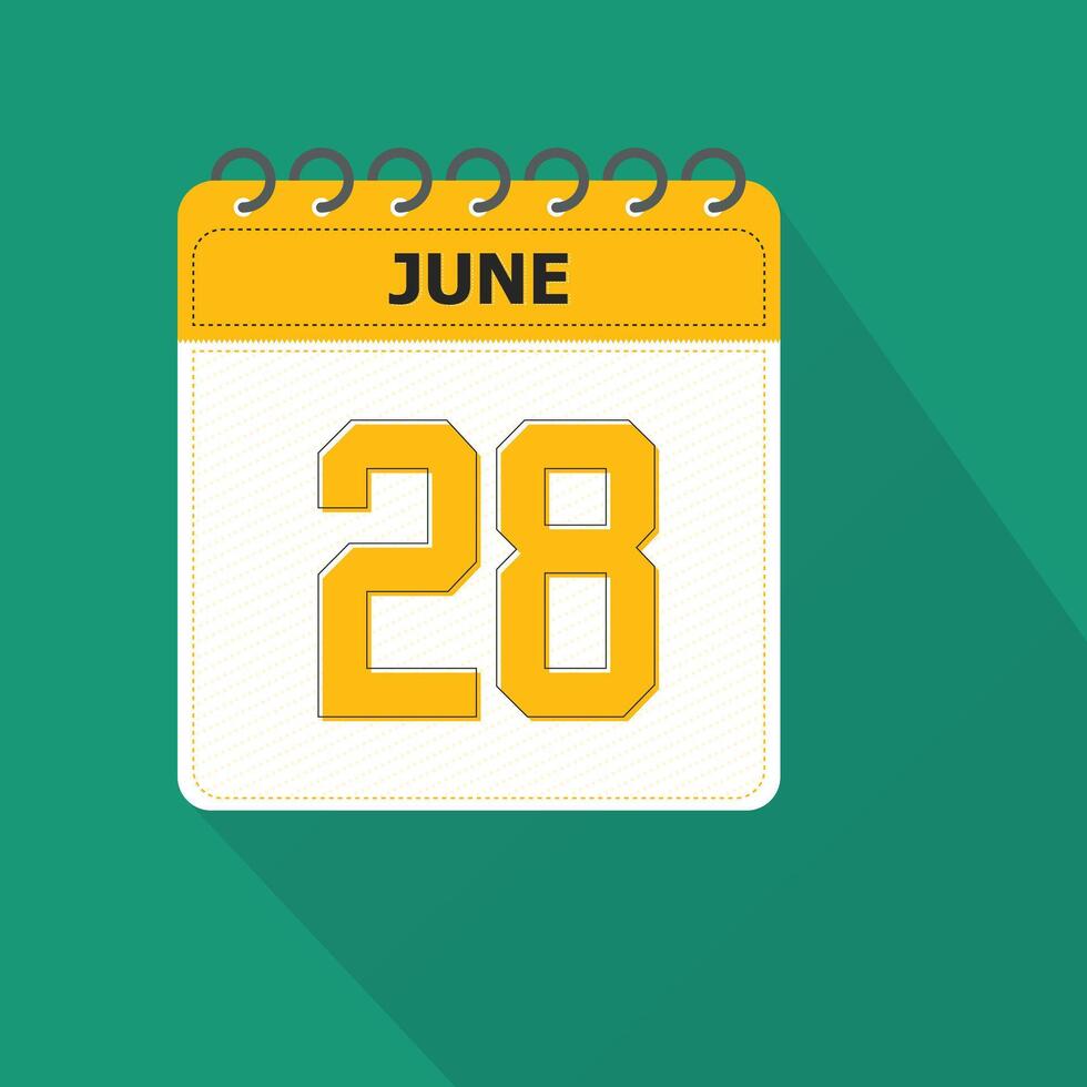 June 28 Calendar Daily Icon, Date, Month 26580878 Vector Art at Vecteezy