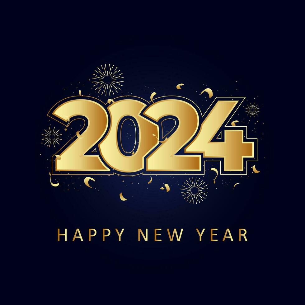 celebration of happy new year 2024 gold poster design illustration vector