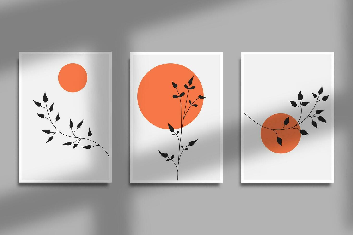 abstract modern minimalist botanical with sun illustration for wall art decoration vector