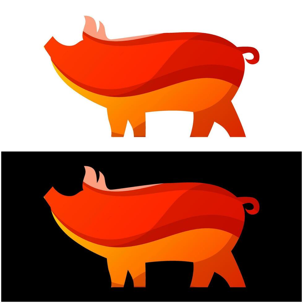 pig colorful gradient style vector design