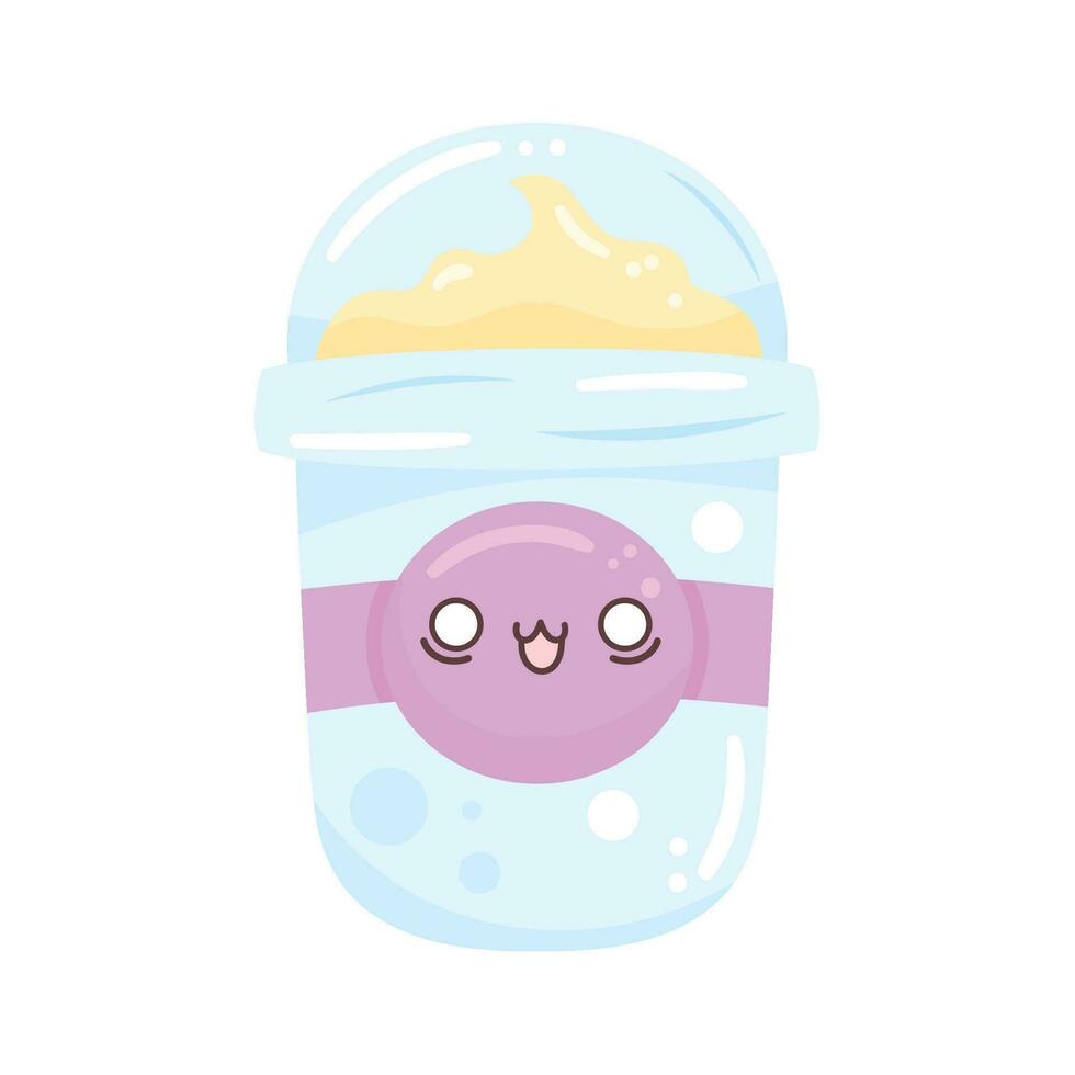 kawaii malteada bebida botella terminado blanco vector