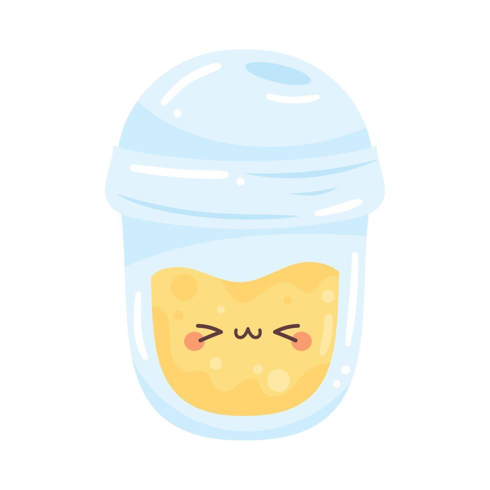 amarillo kawaii bebida vaso terminado blanco vector