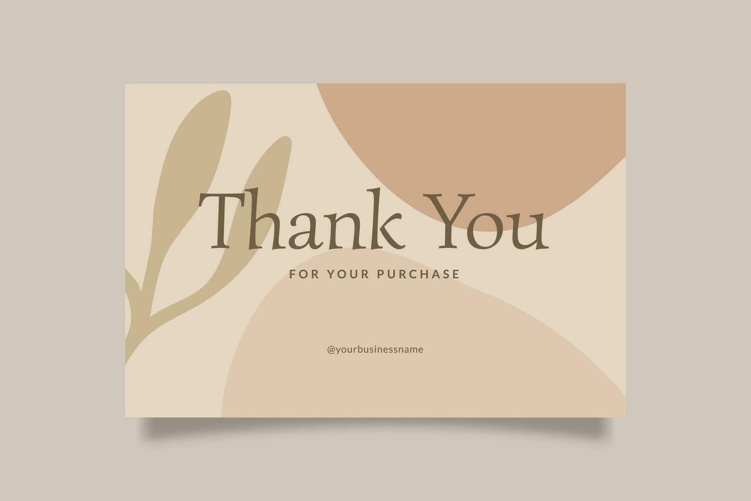 Printable Aesthetic Thank You Card Template for Small Online Business, Decorated with Floral Blob Object and Cream Color Background. Suitable for Beauty, Fashion, Cosmetic Brand vector