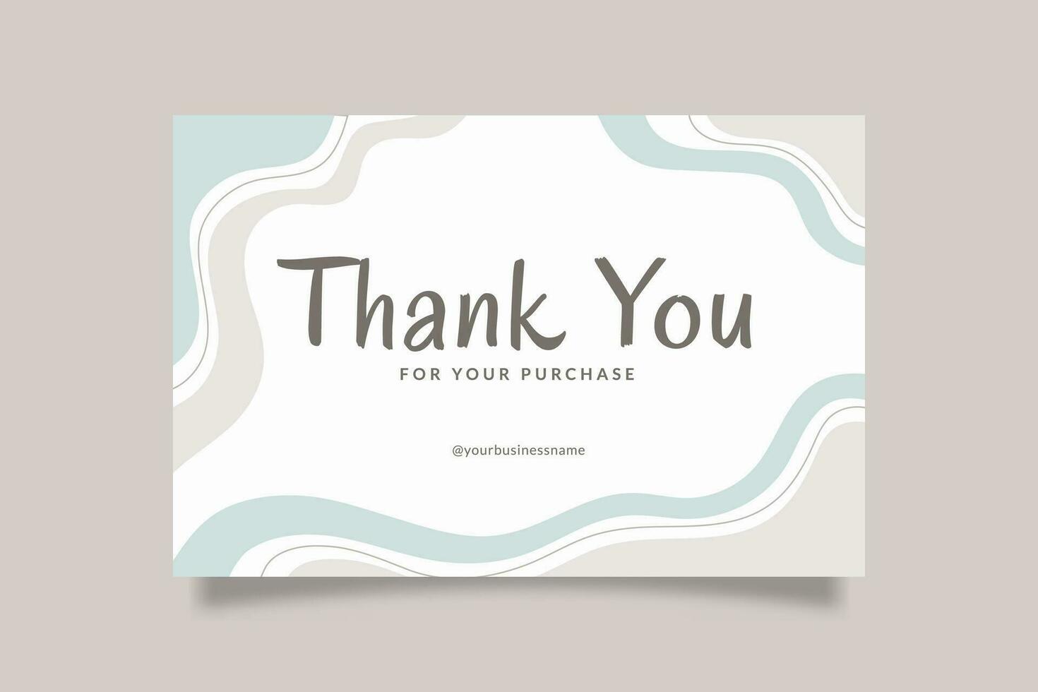 Printable Cute Thank You Card Template for Small Online Business, Decorated with Doodle Frame Blue Gray Pastel Color. Suitable for Bakery, Food, Ice Cream, Beauty, Fashion Baby Brand vector