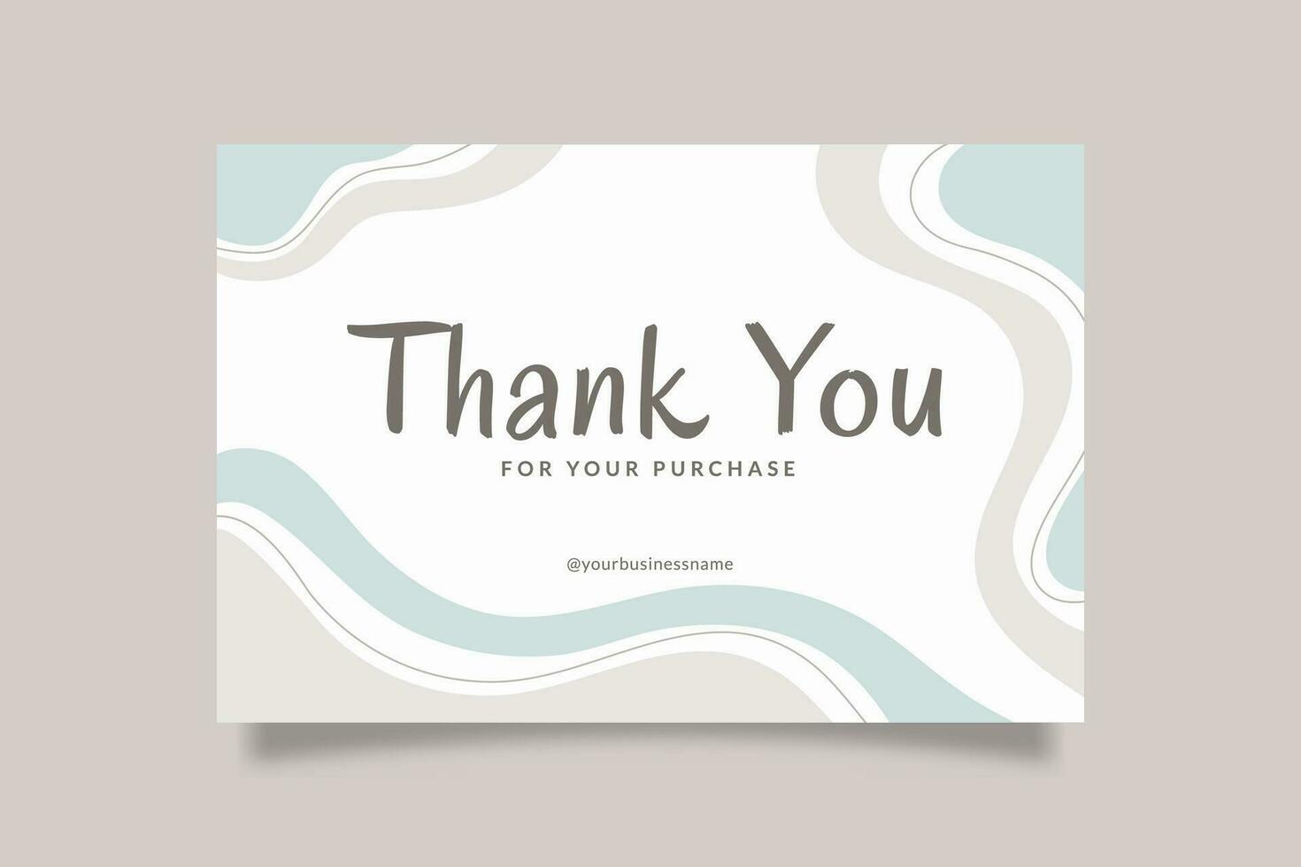 Printable Cute Thank You Card Template for Small Online Business, Decorated with Doodle Frame Blue Gray Pastel Color. Suitable for Bakery, Food, Ice Cream, Beauty, Fashion Baby Brand vector