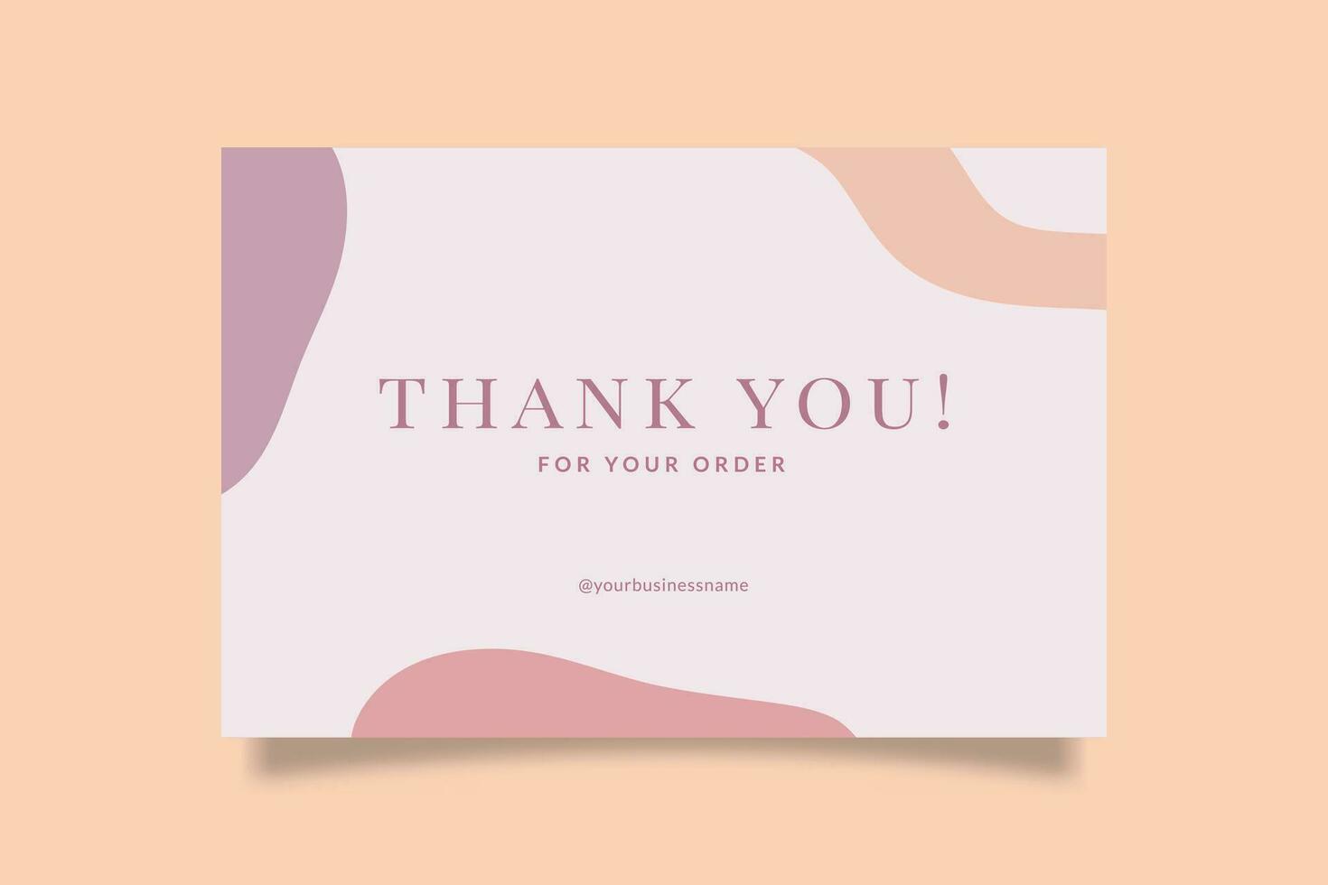 Printable Beautiful Thank You Card Template for Small Online Business, Decorated with Organic Object Purple and Orange Color Pastel. Suitable for Beauty, Fashion, Women, Cosmetic, Bakery Brand vector