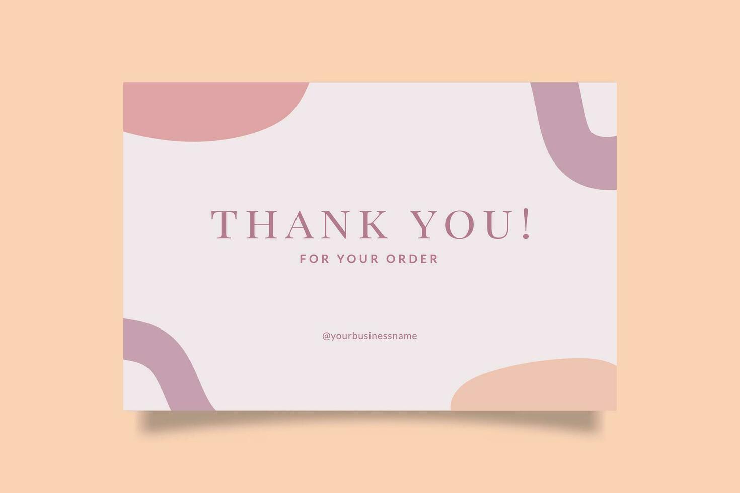 Printable Beautiful Thank You Card Template for Small Online Business, Decorated with Organic Object Purple and Orange Color Pastel. Suitable for Beauty, Fashion, Women, Cosmetic, Bakery Brand vector