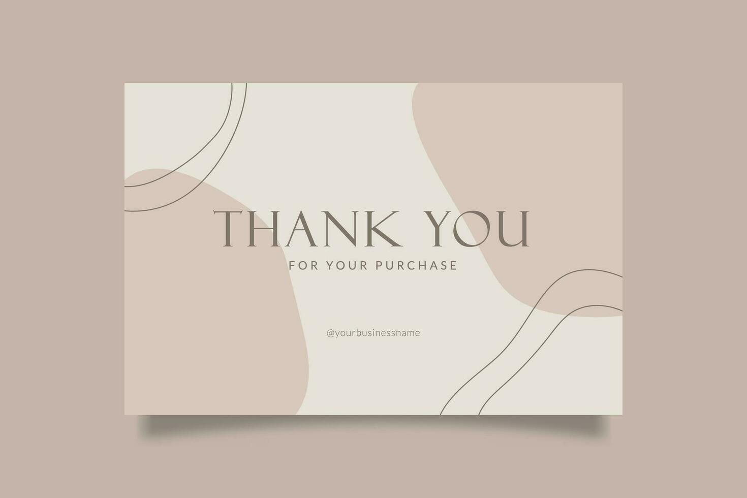 Printable Aesthetic Thank You Card Template for Small Online Business, Decorated with cream blob object and stroke. Suitable for Beauty, Fashion, Bakery, Cosmetic Brand vector