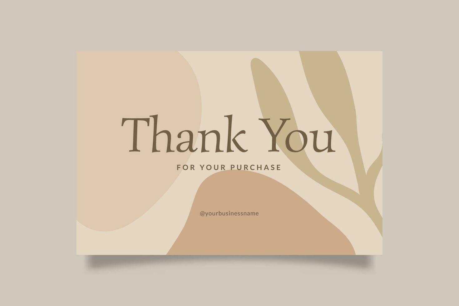 Printable Aesthetic Thank You Card Template for Small Online Business, Decorated with Floral Blob Object and Cream Color Background. Suitable for Beauty, Fashion, Cosmetic Brand vector