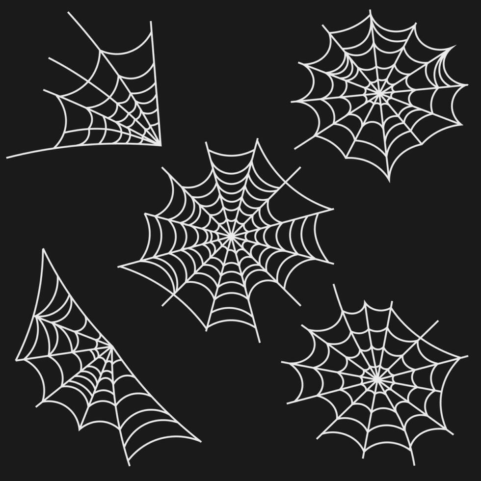 Set Of Spiders Web For Halloween Decoration. Vector Concept For Celebration Design