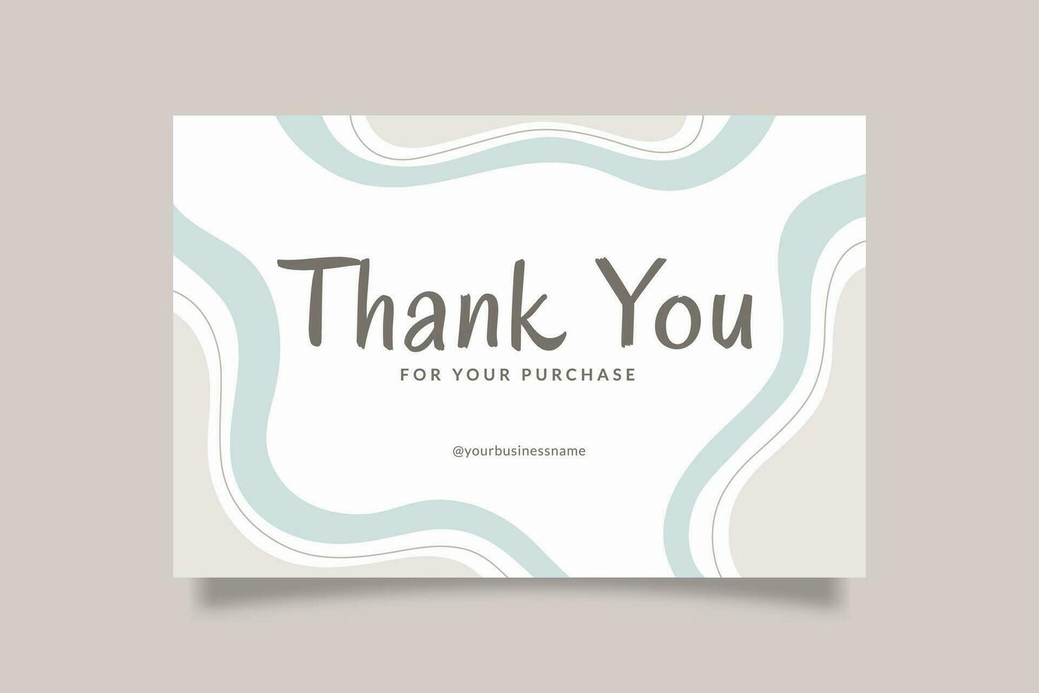 Printable Cute Thank You Card Template for Small Online Business, Decorated with Doodle Frame Blue Gray Pastel Color. Suitable for Bakery, Food, Ice Cream, Beauty, Fashion Baby Brand vector