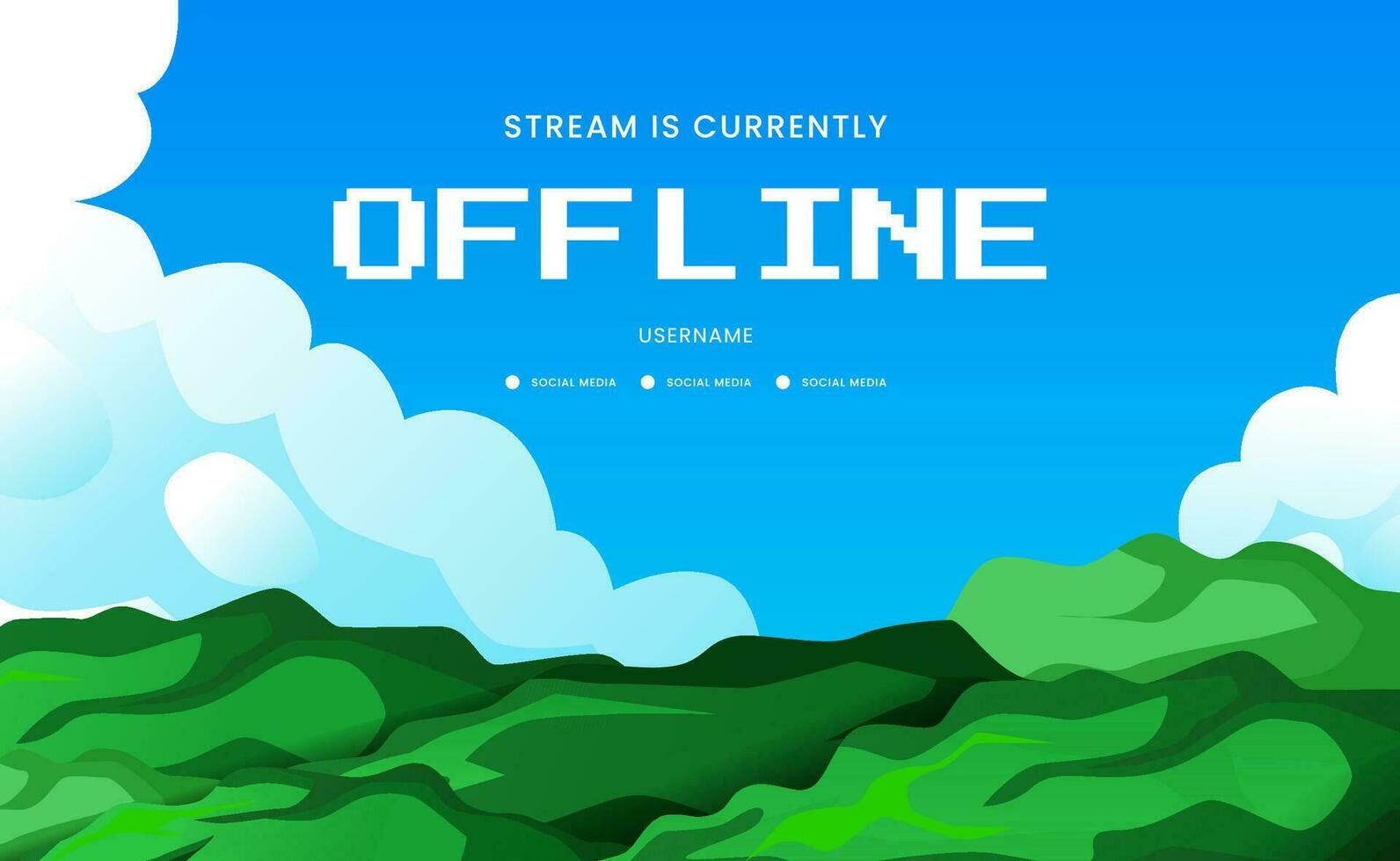 calm nature landscape scene with grass and cloud for offline stream for gamer vector