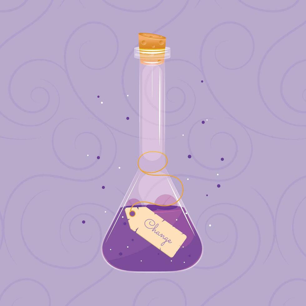 Isolated colored magical flask potion with change label Vector