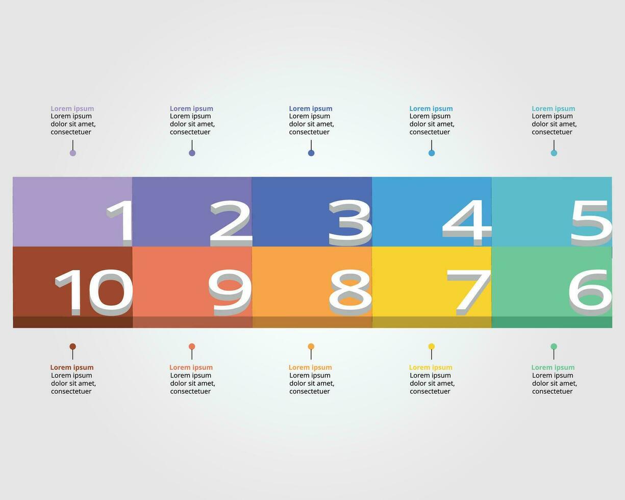 cronograma paso cuadrado gráfico modelo para infografía para presentación para 10 elemento vector