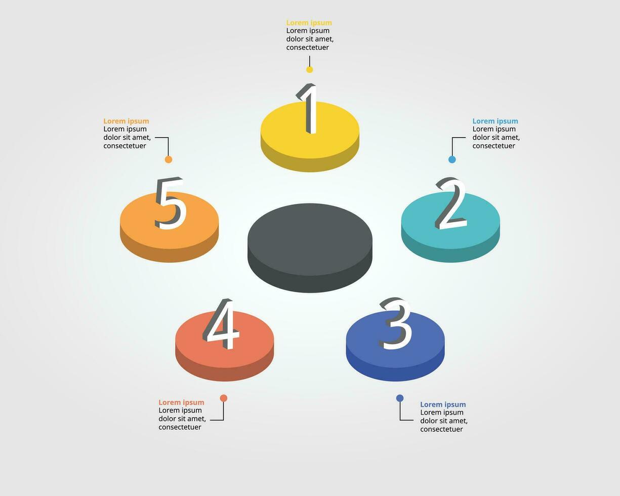 circle template for infographic for presentation for 5 element vector