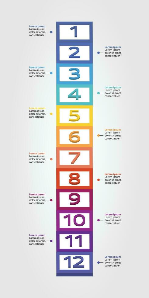 timeline step square chart template for infographic for presentation for 12 element vector