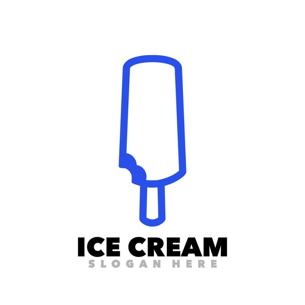 Ice cream blue line vector