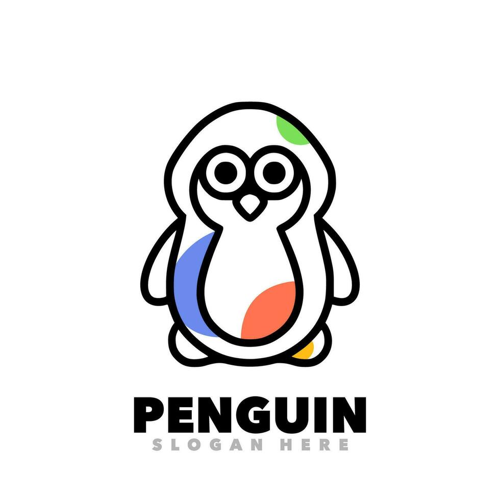 Penguin line art outline vector