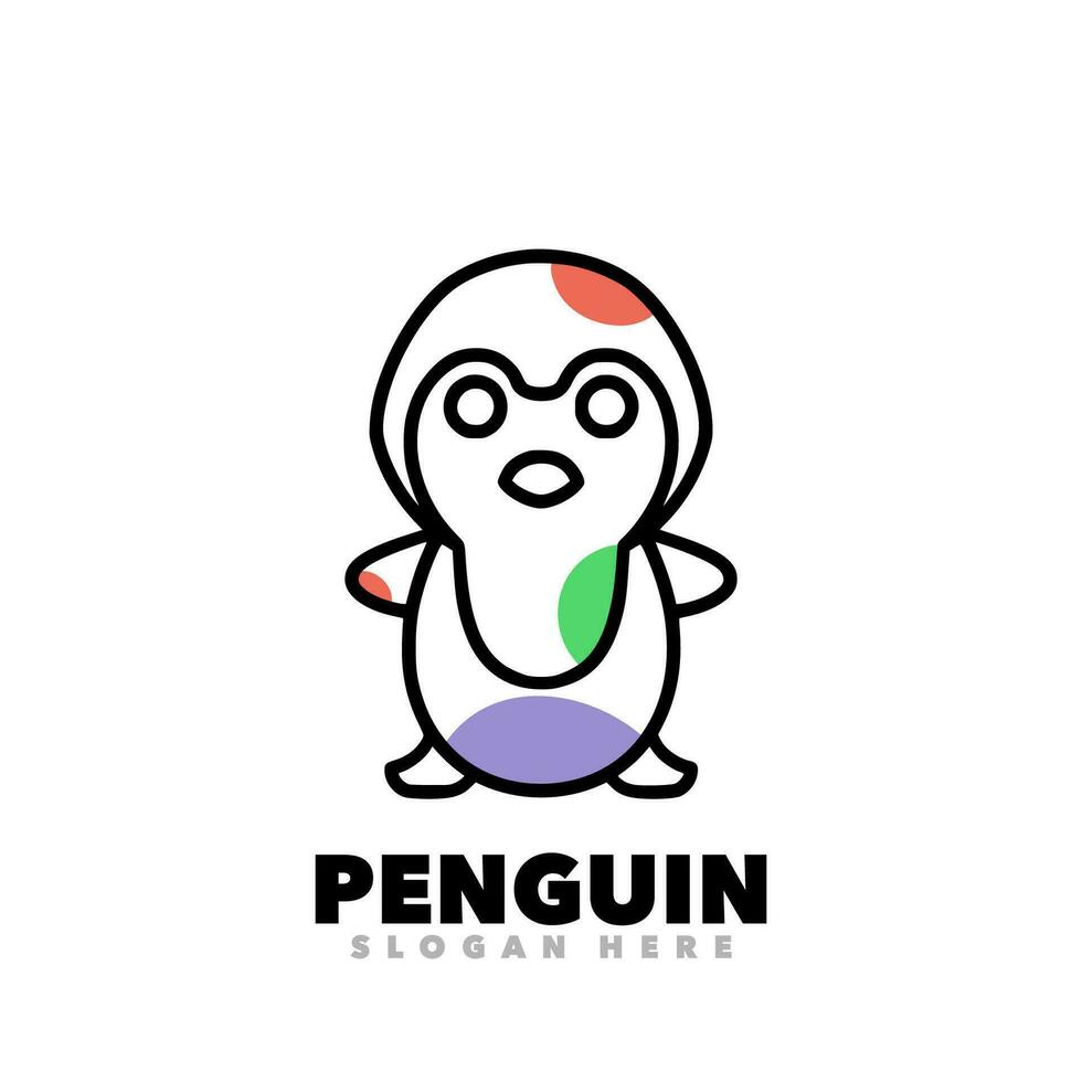 Penguin line art vector