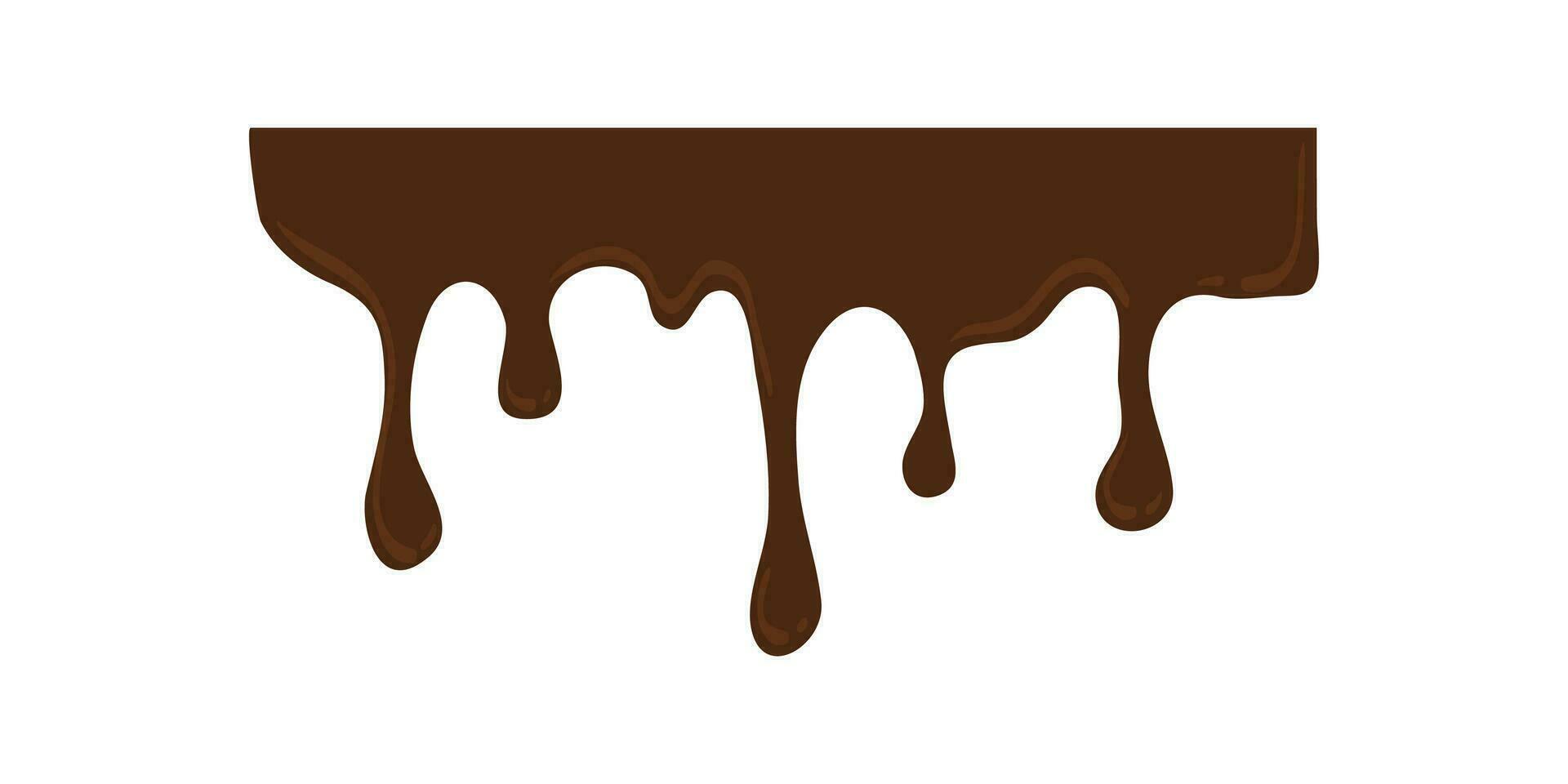 Hand Drawn Melting Choco Illustration. Chocolate drops and blots. Isolated seamless repeatable melted brown and white chocolate flow down vector