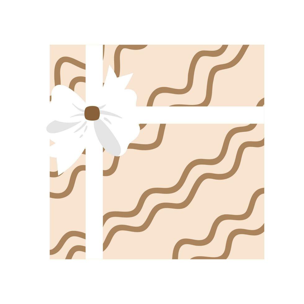 Christmas gifts in kraft paper set. DIY rustic present boxes in craft wrappings with twine bows and branches, Xmas wreaths, and envelopes. Brown Gift Box Illustration. vector