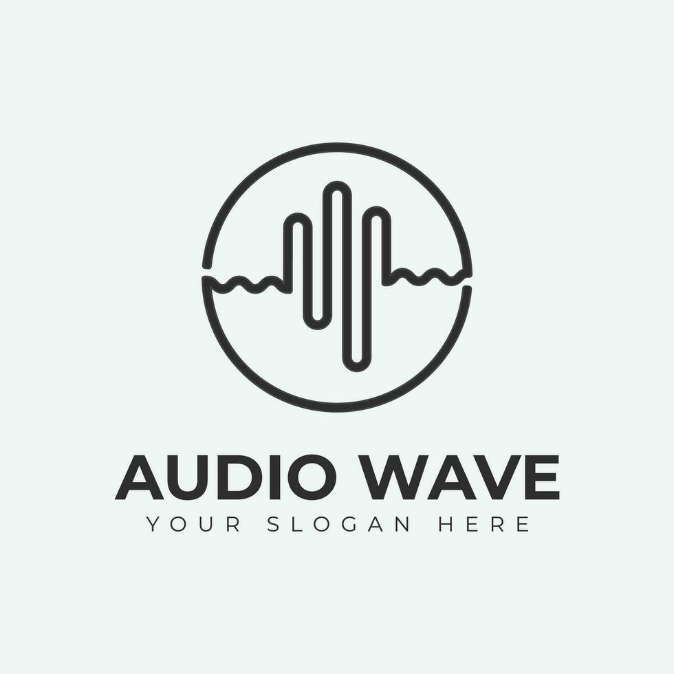 Music Logo concept sound wave line art icon design, Audio Technology simple design. vector