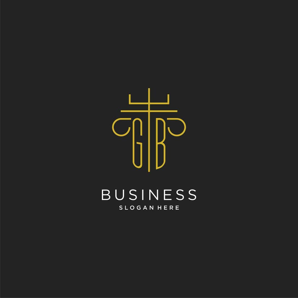 GB initial with monoline pillar logo style, luxury monogram logo design for legal firm vector