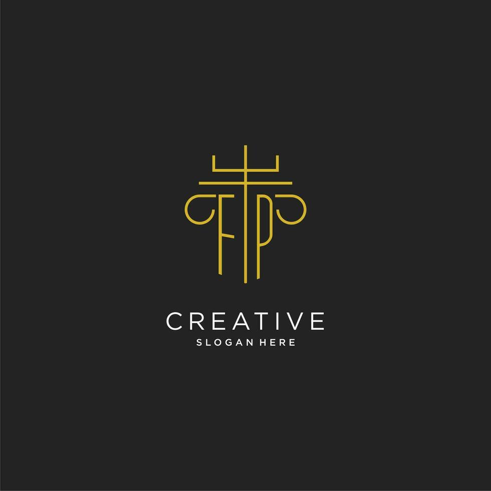 FP initial with monoline pillar logo style, luxury monogram logo design for legal firm vector