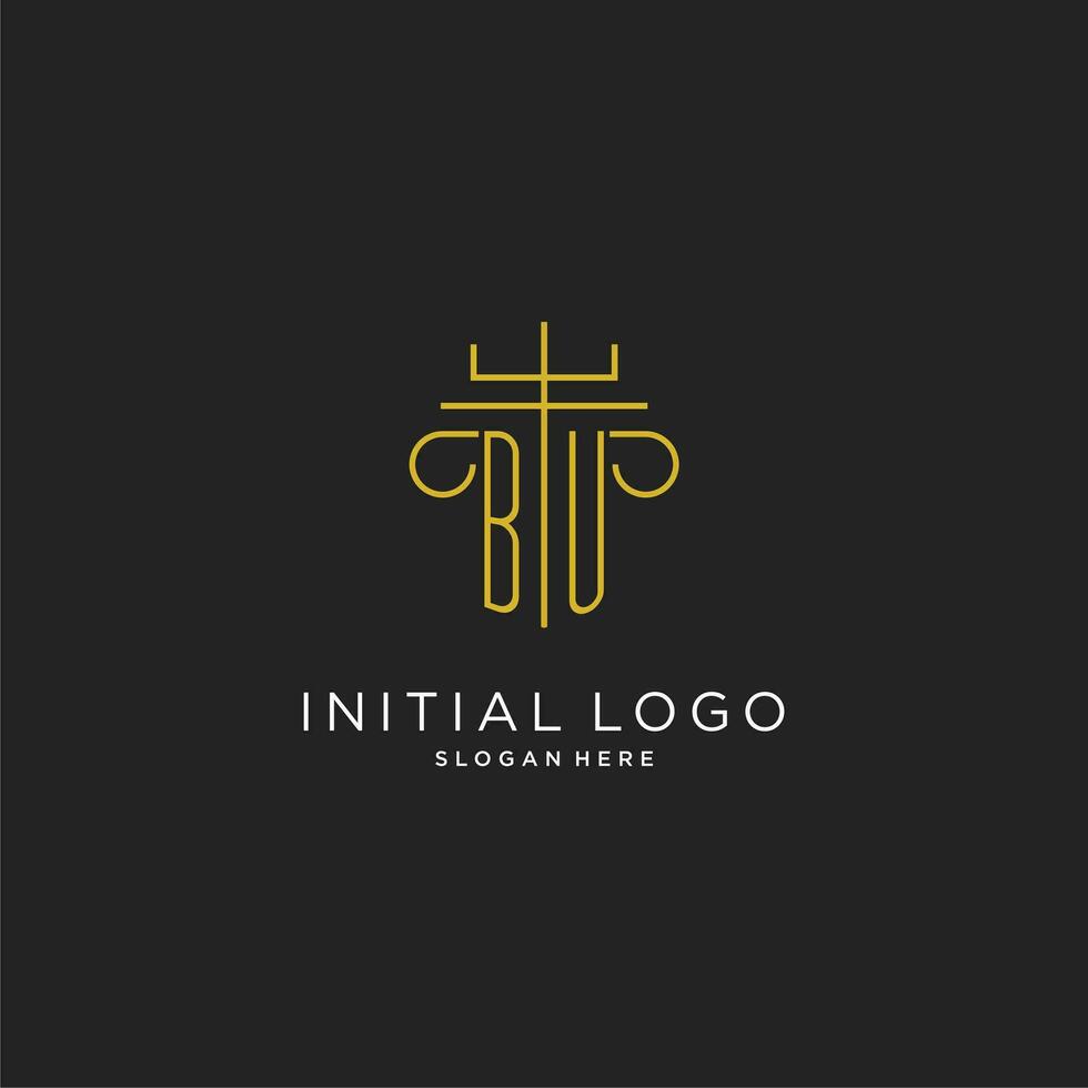 BU initial with monoline pillar logo style, luxury monogram logo design for legal firm vector