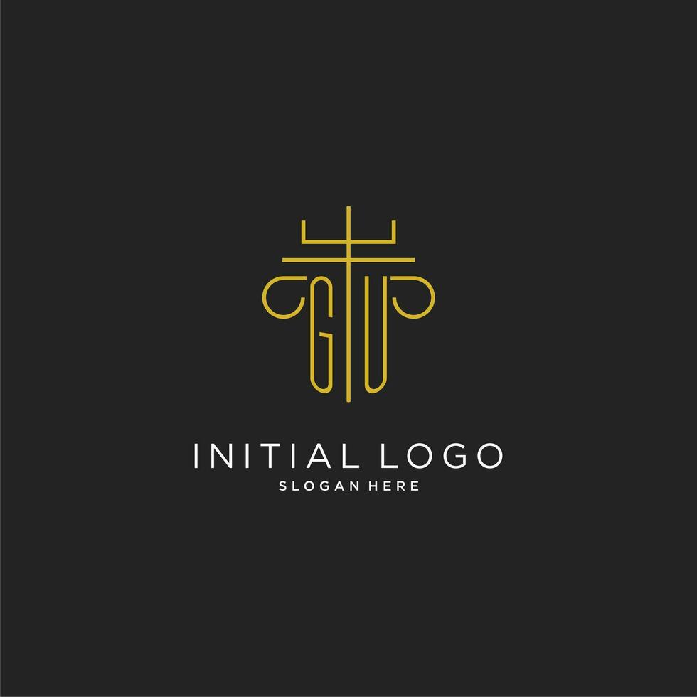 GU initial with monoline pillar logo style, luxury monogram logo design for legal firm vector