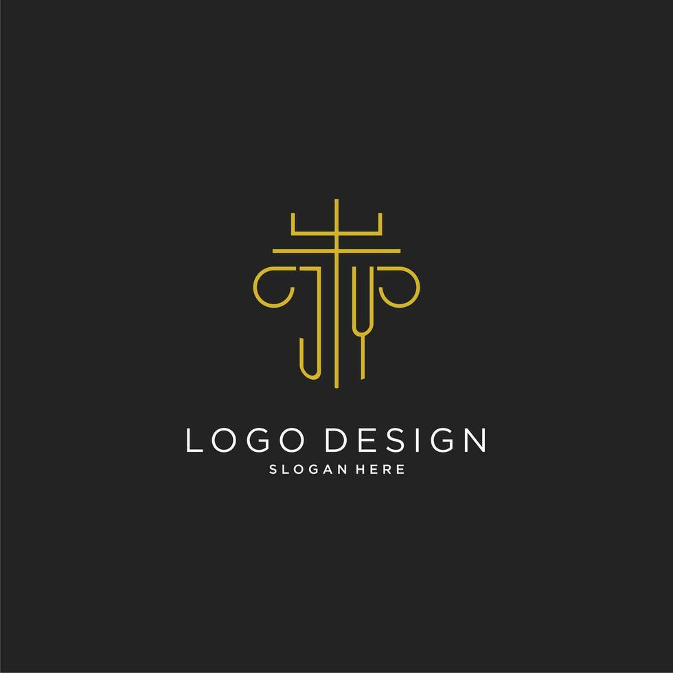 JY initial with monoline pillar logo style, luxury monogram logo design for legal firm vector