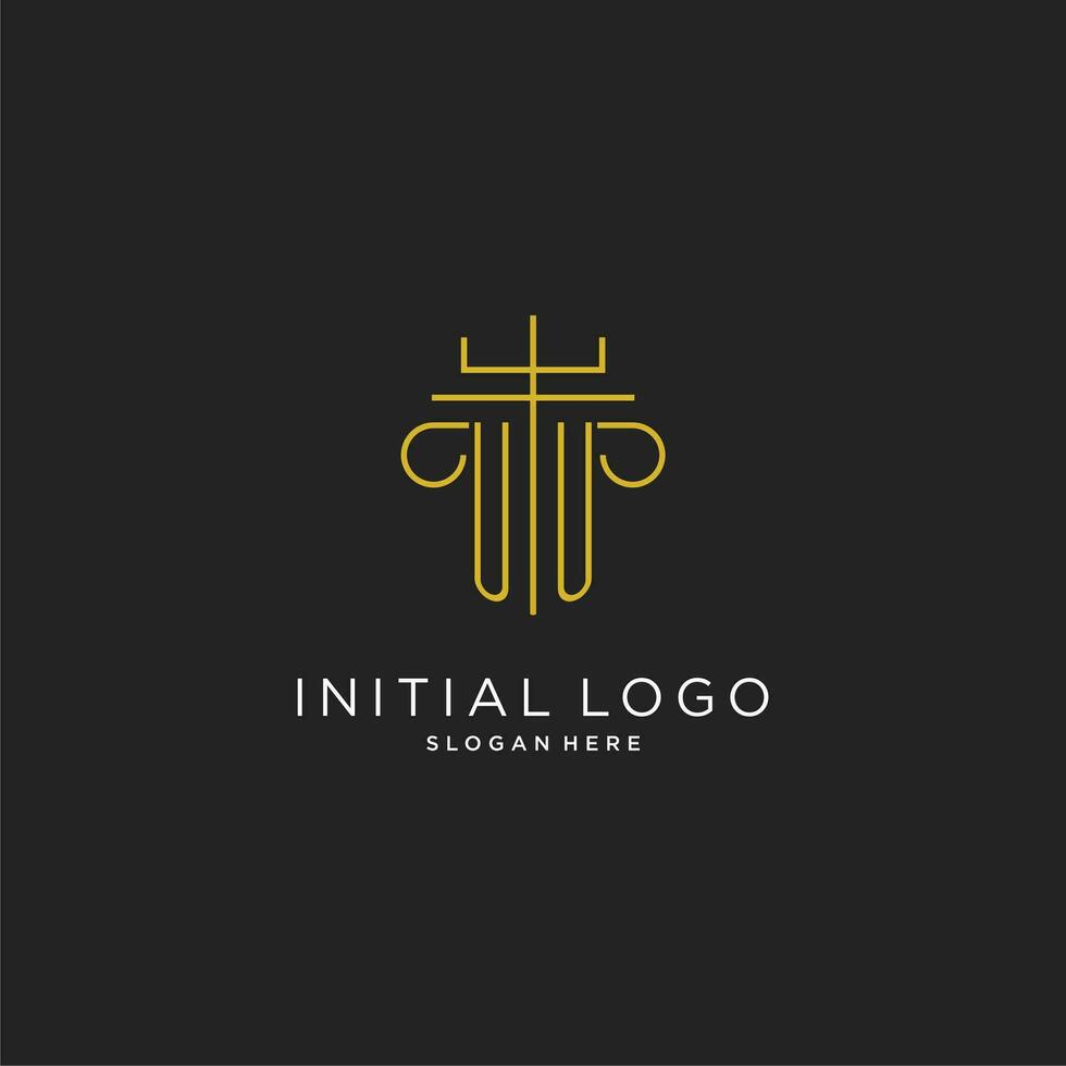 UU initial with monoline pillar logo style, luxury monogram logo design for legal firm vector