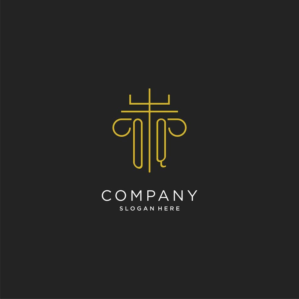 OQ initial with monoline pillar logo style, luxury monogram logo design for legal firm vector