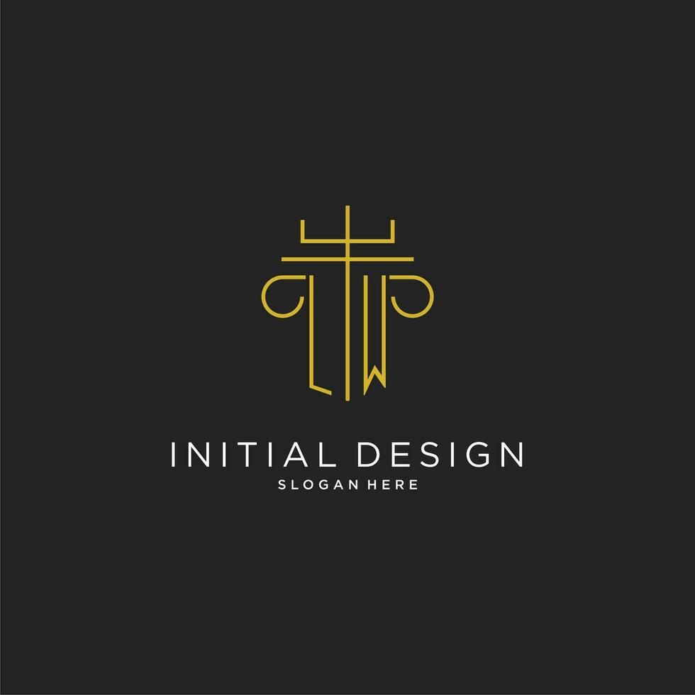 LW initial with monoline pillar logo style, luxury monogram logo design for legal firm vector