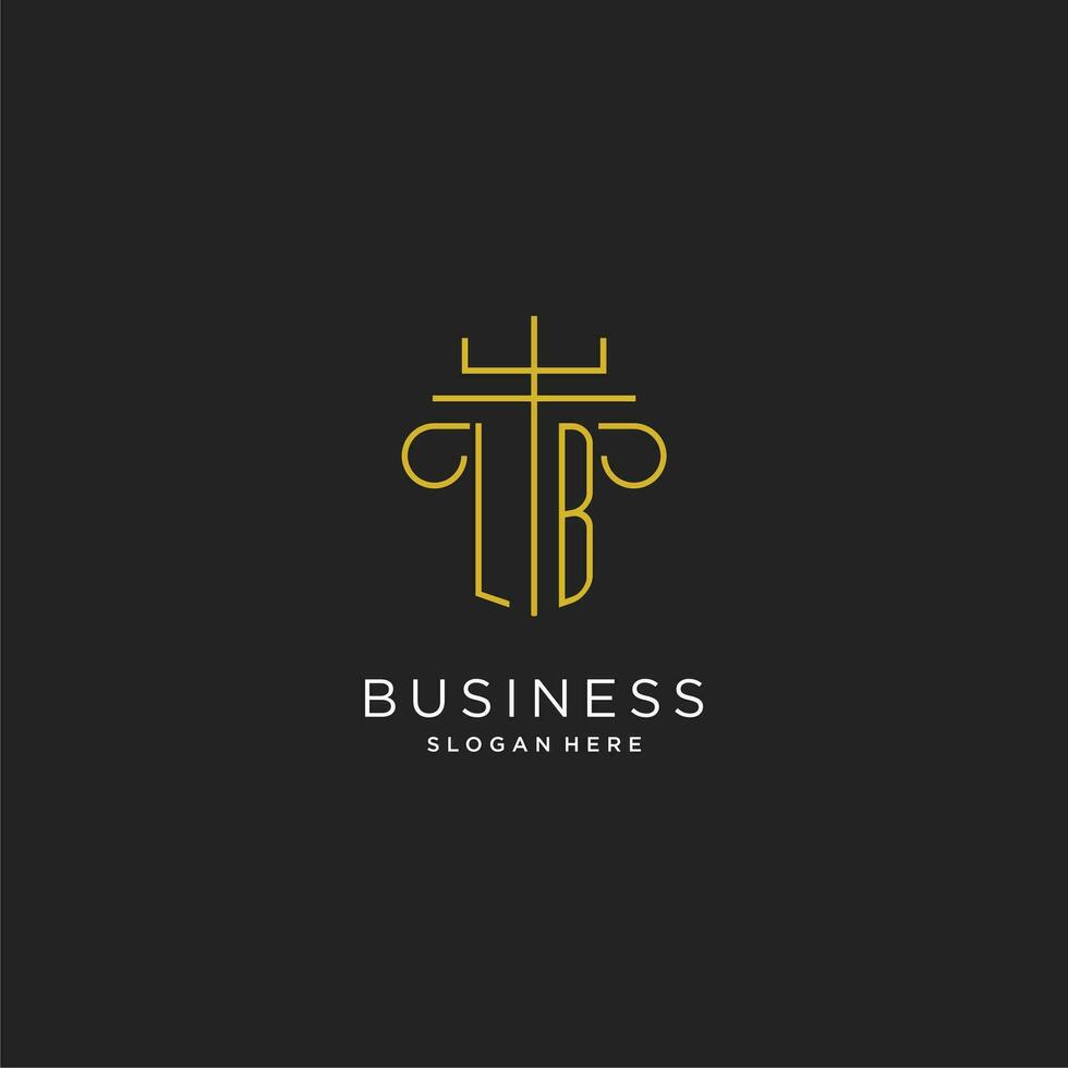 LB initial with monoline pillar logo style, luxury monogram logo design for legal firm vector