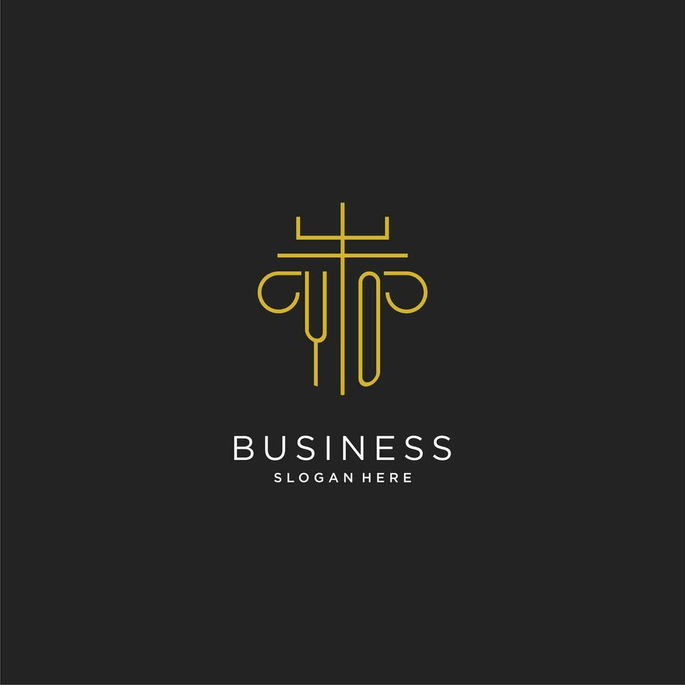 YO initial with monoline pillar logo style, luxury monogram logo design for legal firm vector