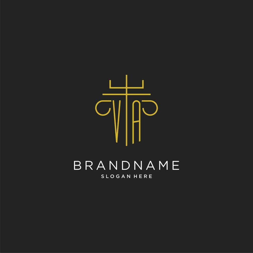 VA initial with monoline pillar logo style, luxury monogram logo design for legal firm vector